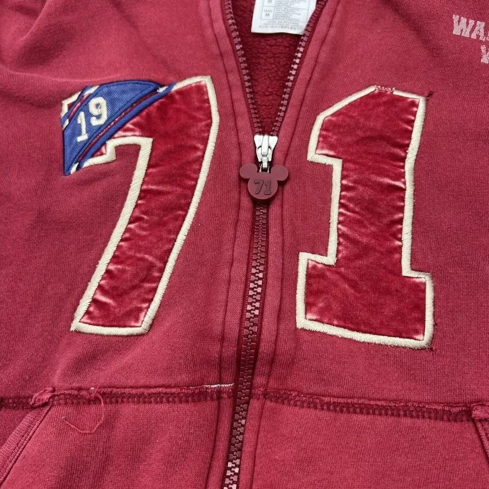 Walt Disney World Kids Medium Maroon Hooded Zip Up Jacket 1971-Disney Tag